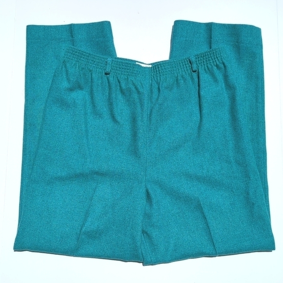 TanJay 90's Vintage Wool Blend High Waisted Straight Leg Trousers Teal Blue 10 - Picture 3 of 12